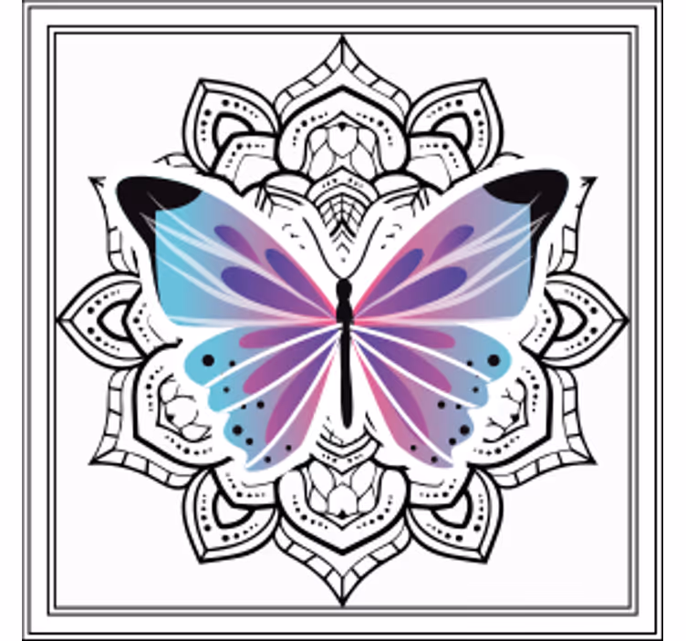 Portavasos mandala de mariposas coloridas - TenVinilo