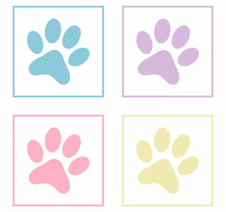 Posavasos moderno Fantásticas patas de perro de colores - TenVinilo