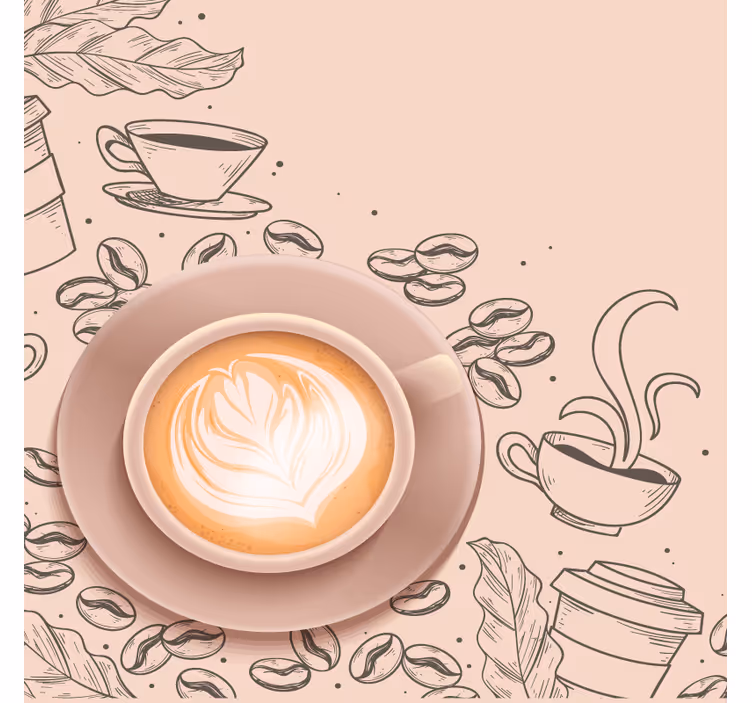 Portavasos moderno arte elegante de taza de café - TenVinilo