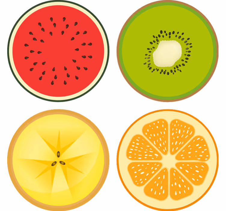 Portavasos moderno juego de posavasos de frutas - TenVinilo