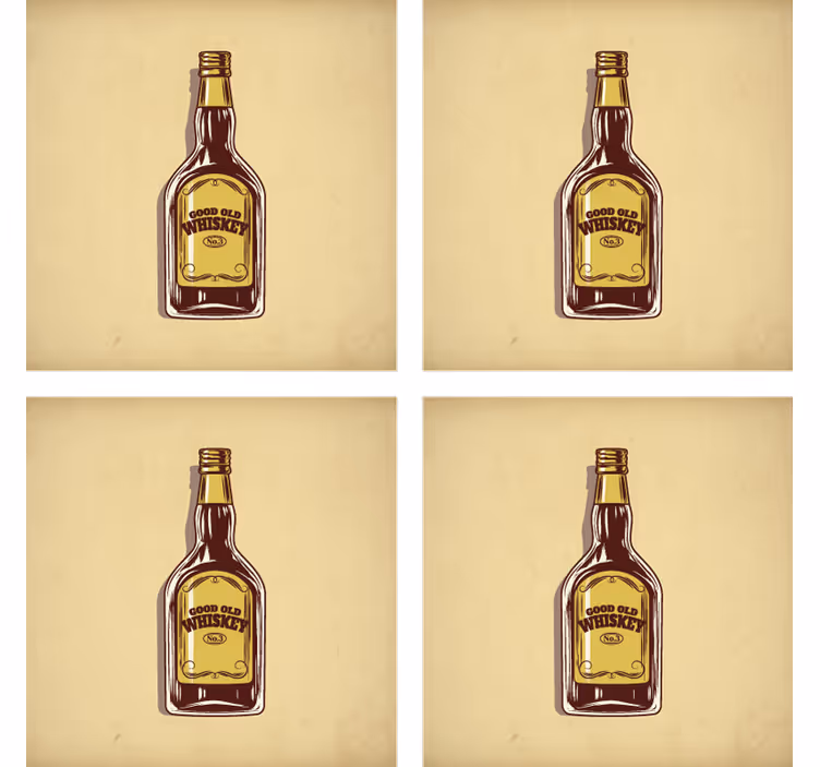 Posavasos vintage Diseño de dibujos animados de whisky - TenVinilo
