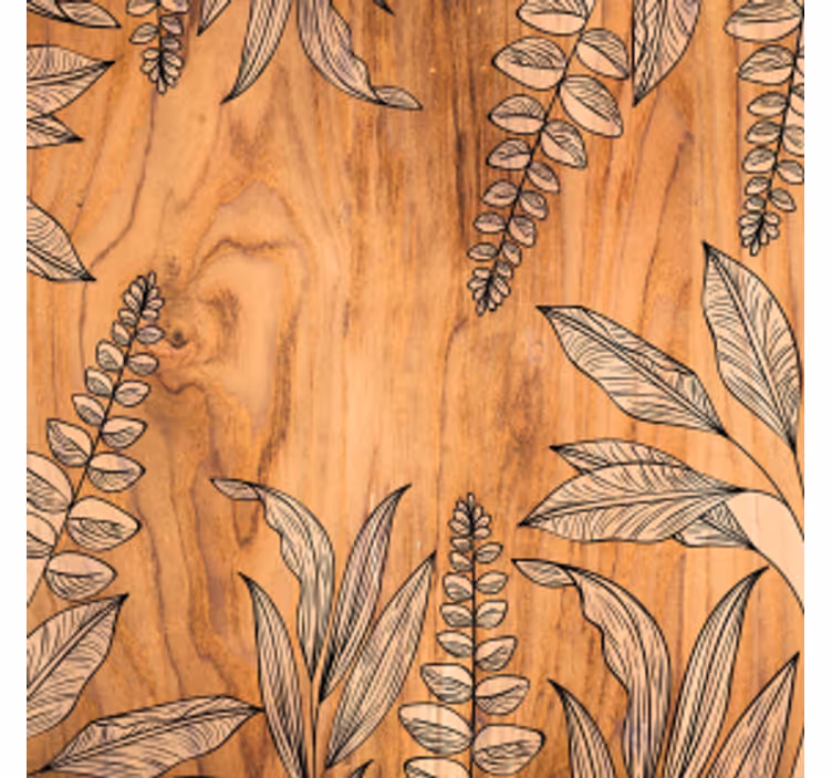 Portavasos vetas de madera natural con flores - TenVinilo