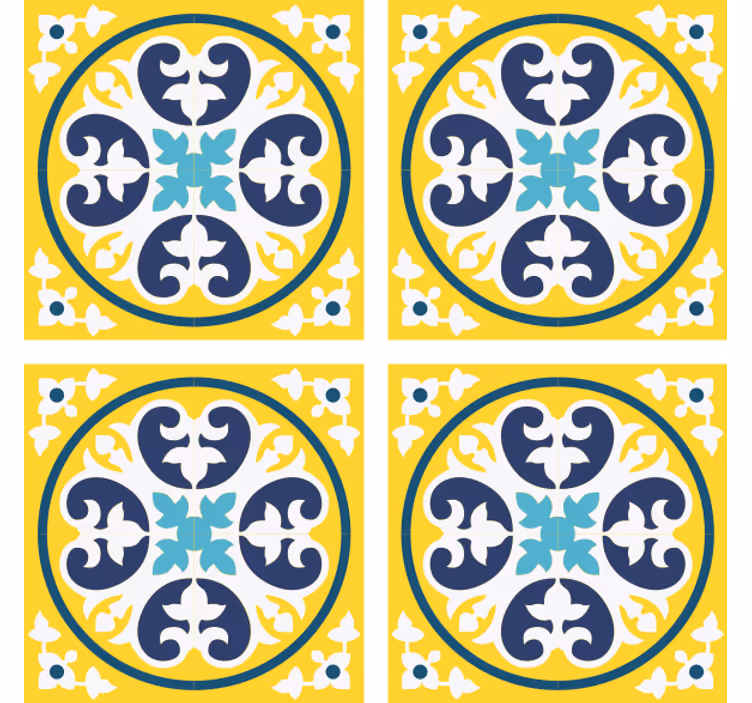 Posavasos azulejo Estilo marroquí amarillo y azul - TenVinilo