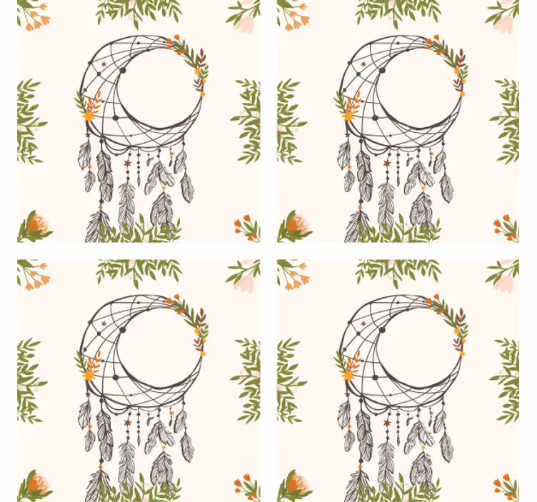 Posavasos moderno Atrapasueños con flores - TenVinilo