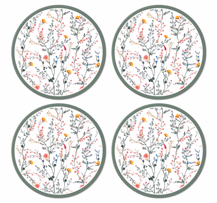 Posavasos moderno Delgadas flores de jardín minimalistas - TenVinilo
