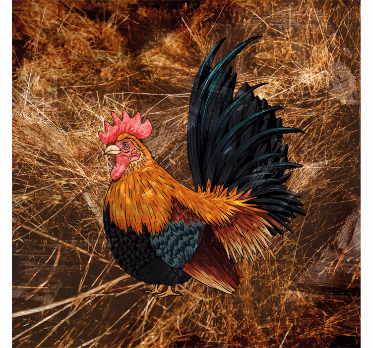 Portavasos vintage arte del gallo colorido - TenVinilo