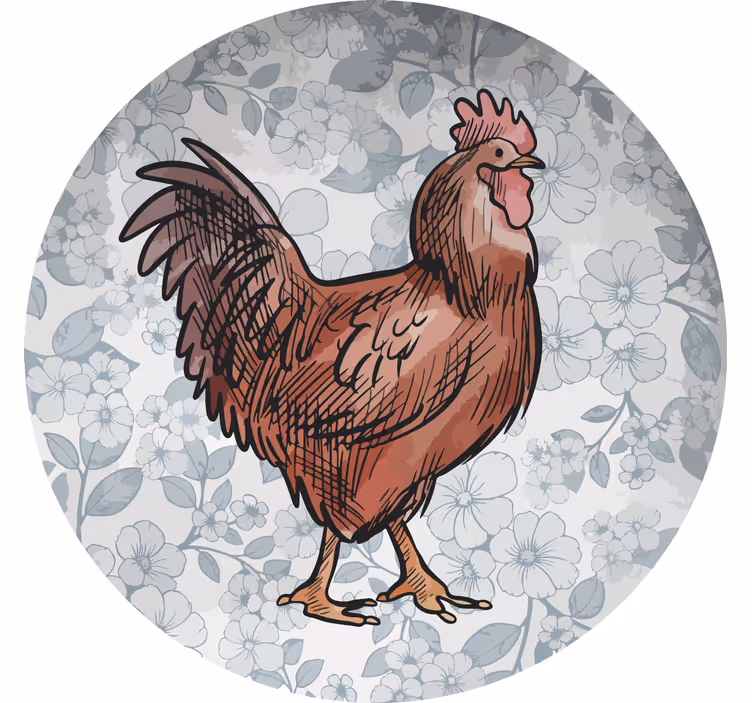 Portavasos moderno ilustración de gallo floral - TenVinilo