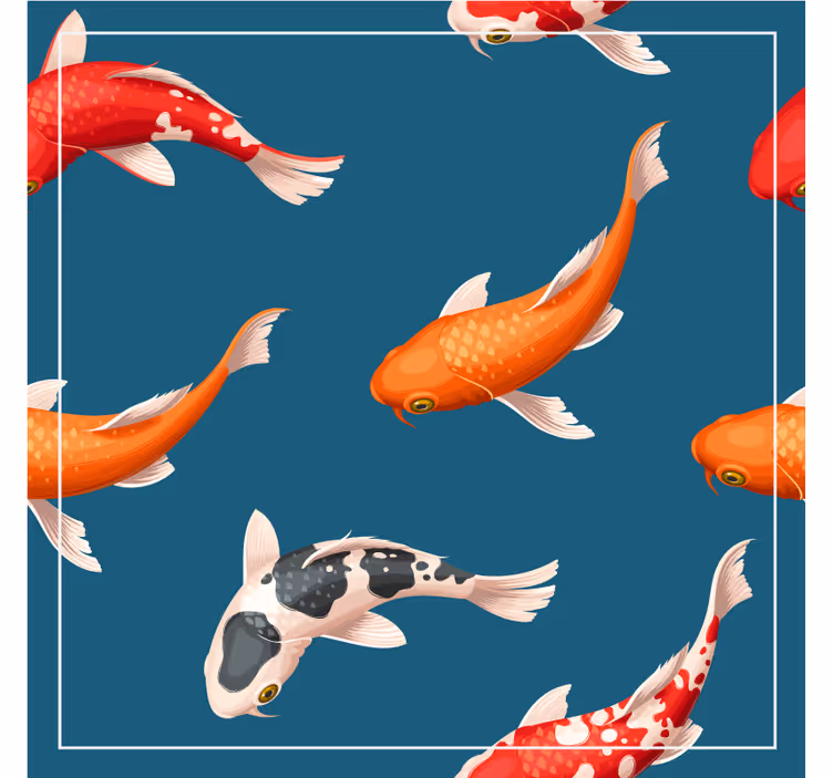 Portavasos moderno diseño de peces koi coloridos - TenVinilo