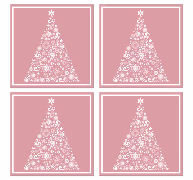 Posavasos navideño árbol festivo en rosa - TenVinilo