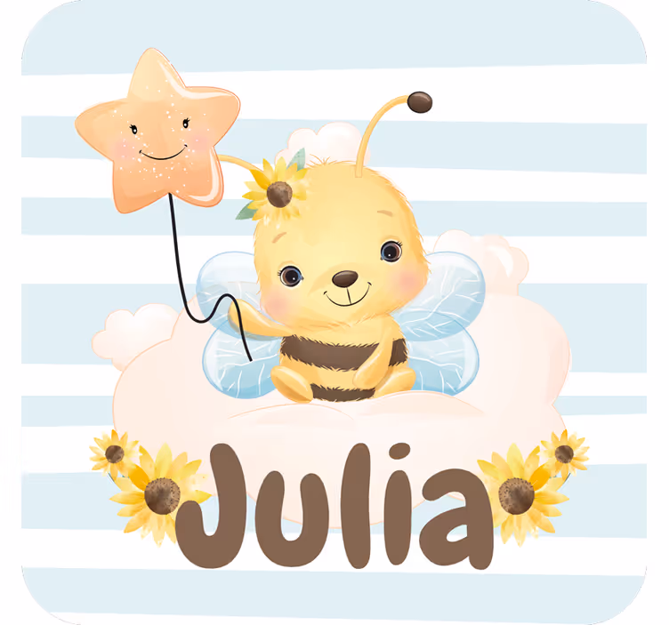 Portavasos personalizable abeja linda con estrella - TenVinilo