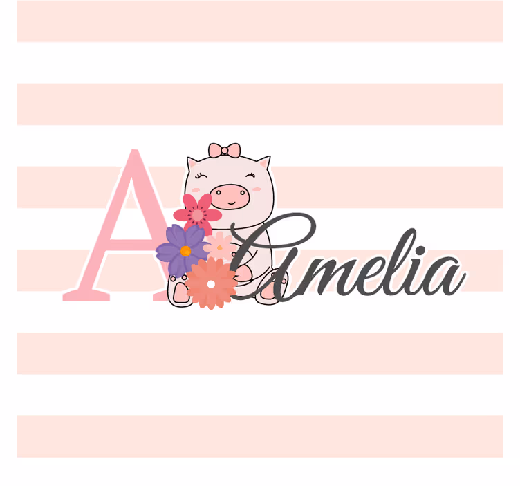 Portavasos personalizable cerdito juguetón con flores - TenVinilo