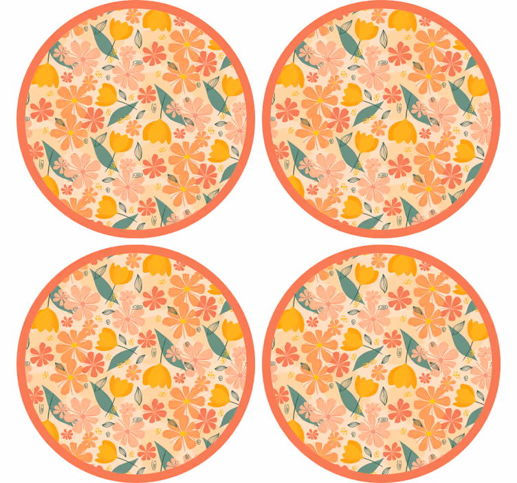 Portavasos superficie redonda con diseño floral - TenVinilo