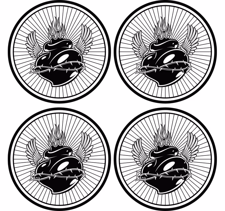 Posavasos moderno Corazón tabú blanco y negro - TenVinilo