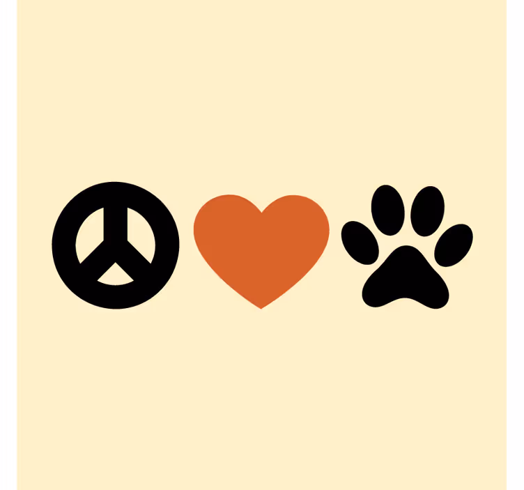 Posavasos vintage Símbolo de la paz con corazón y pata de perro - TenVinilo