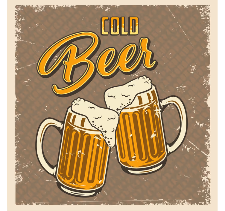 Posavasos vintage Cerveza fría efecto retro sucio - TenVinilo