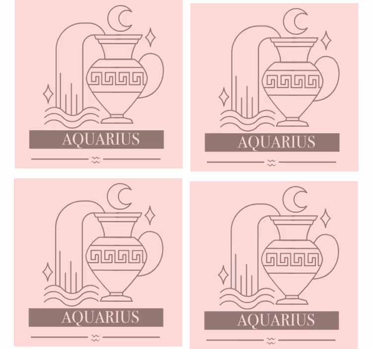 Portavasos con frases símbolo zodiacal acuario - TenVinilo