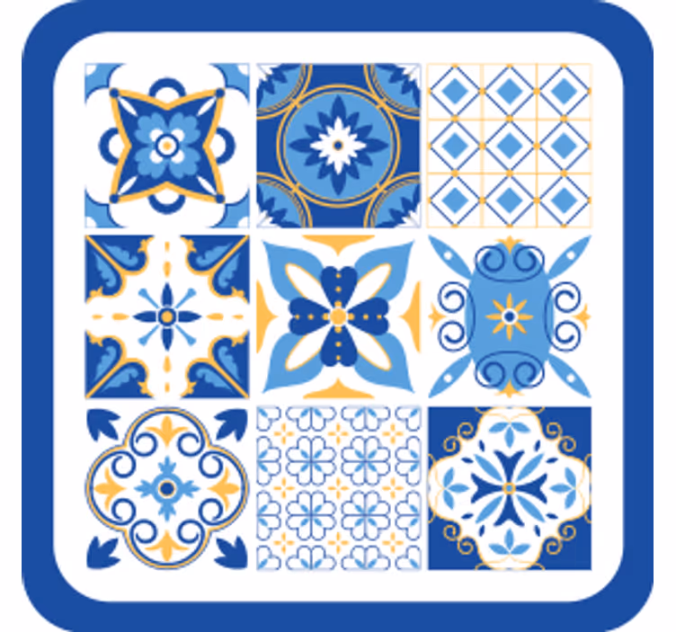 Posavasos azulejo Estilo mediterráneo azul - TenVinilo