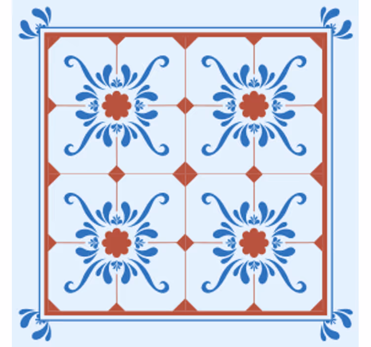 Portavasos azulejo patrón floral decorativo - TenVinilo