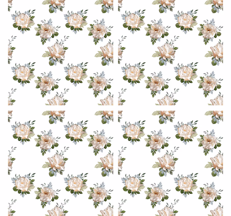 Portavasos patrón floral sobre fondo blanco - TenVinilo