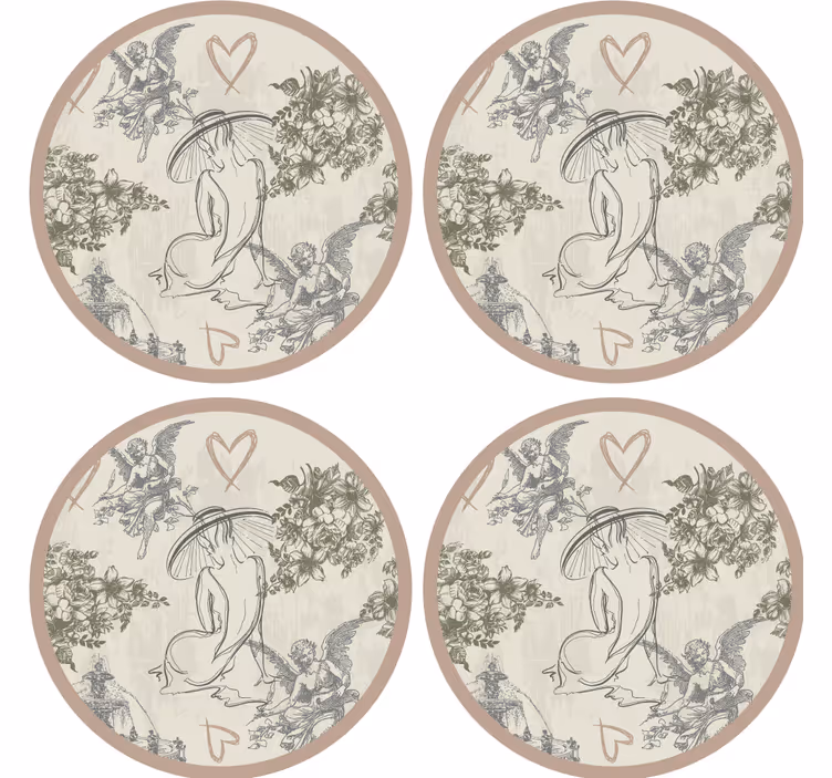 Portavasos vintage figuras florales elegantes - TenVinilo