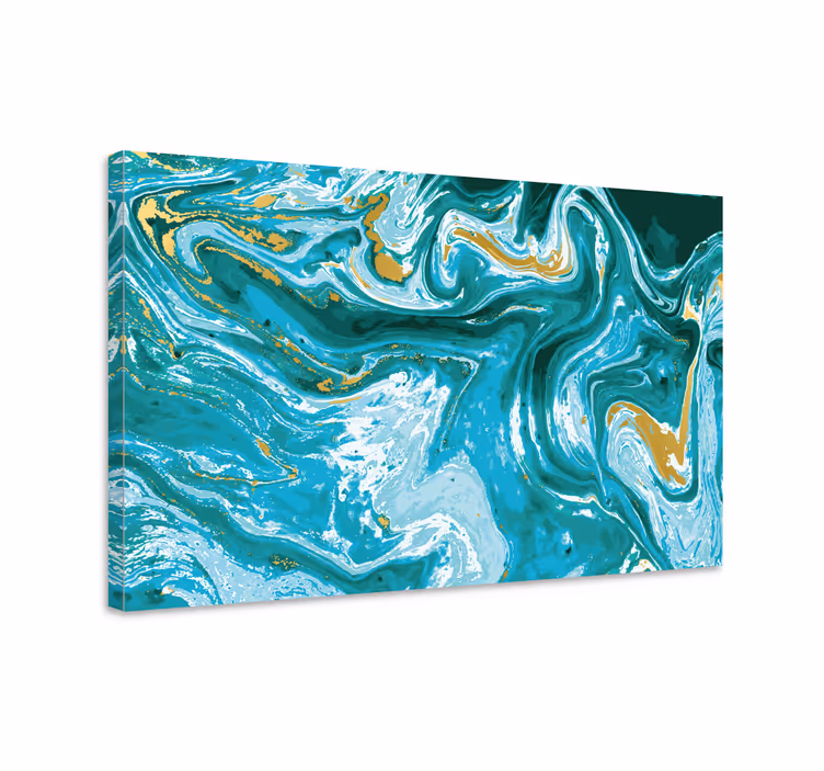 Cuadro azul pintura efecto mármol turquesa - TenVinilo