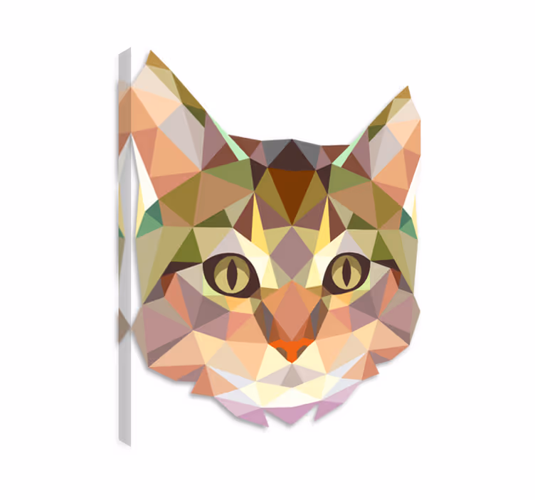 Cuadro de gatos vinilo decorativo cara de gato geométrico - TenVinilo