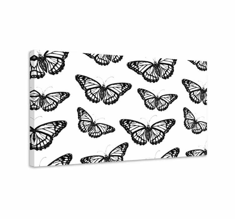Cuadro mariposas alas en blanco y negro - TenVinilo