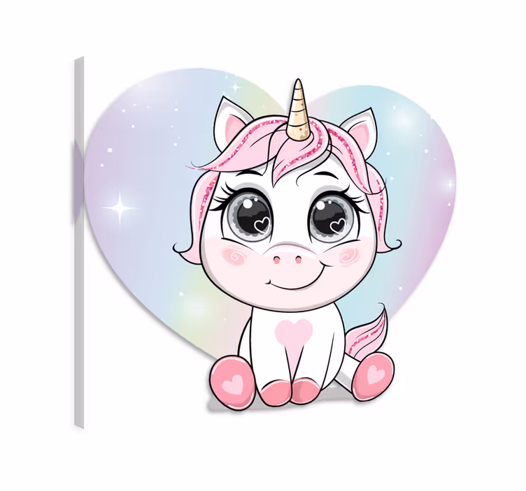 Cuadro de unicornios corazones de amor en dibujo - TenVinilo