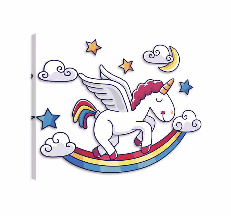 Cuadro de unicornios adhesivo de pared arcoíris - TenVinilo