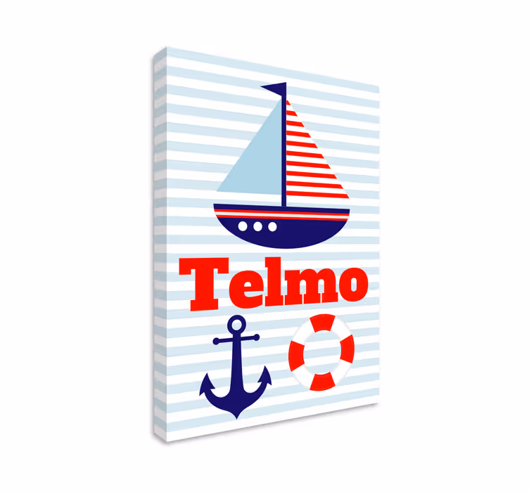 Cuadro infantil estilo marinero con nombre - TenVinilo