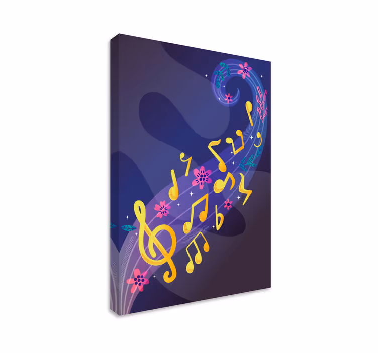 Cuadro musical azul con notas - TenVinilo