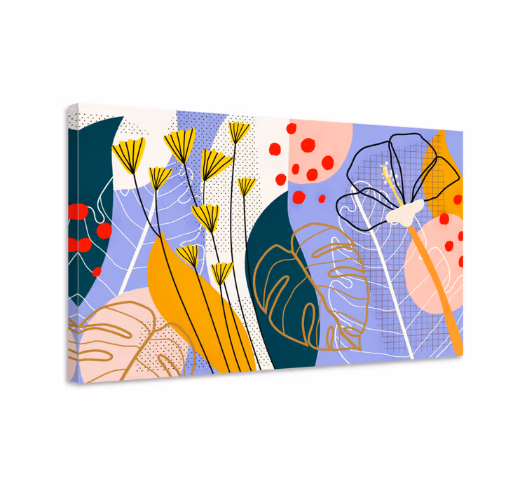 Cuadro de flores y hojas de colores - TenVinilo
