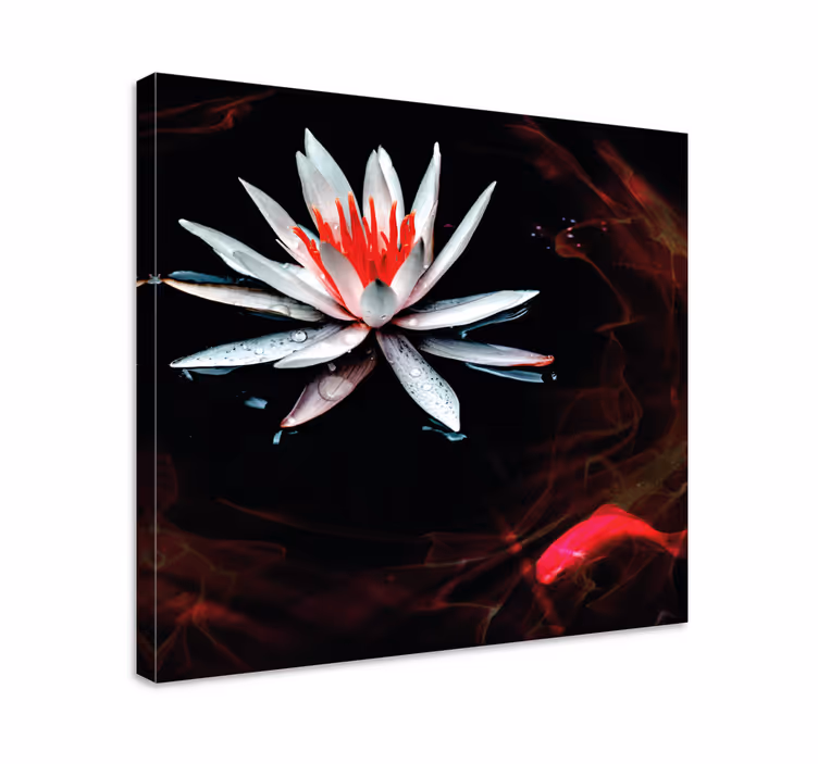 Cuadro de flores loto sobre el agua - TenVinilo
