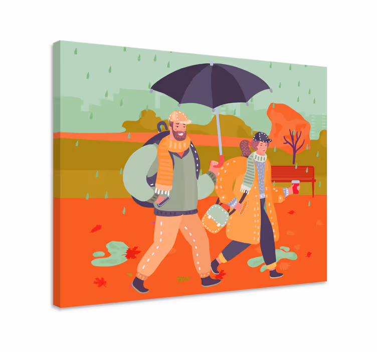 Cuadro de personas pareja caminando juntas - TenVinilo