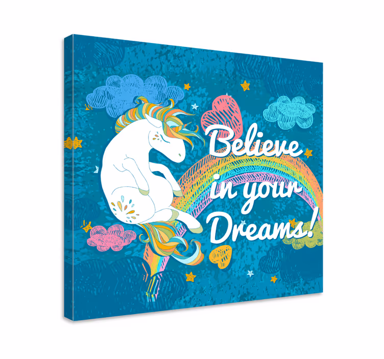 Cuadro de unicornios Frase de unicornio multicolor - TenVinilo
