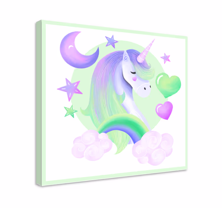 Cuadros unicornio, corazones y arcoíris - TenVinilo