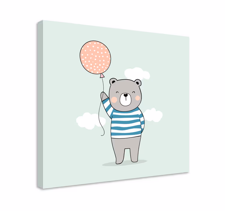 Cuadro 3d oso lindos con globo - TenVinilo