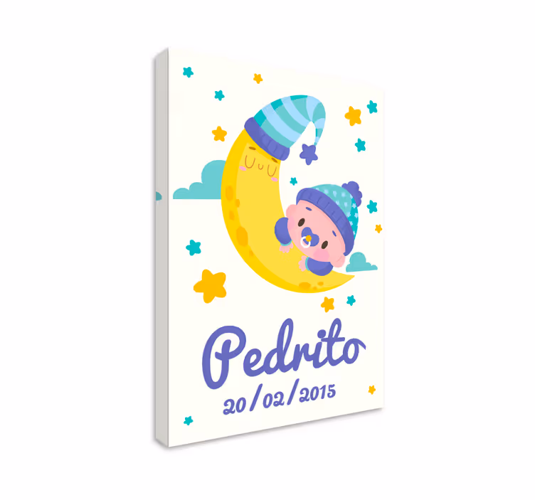 Cuadro infantil Bebe nombre y fecha - TenVinilo
