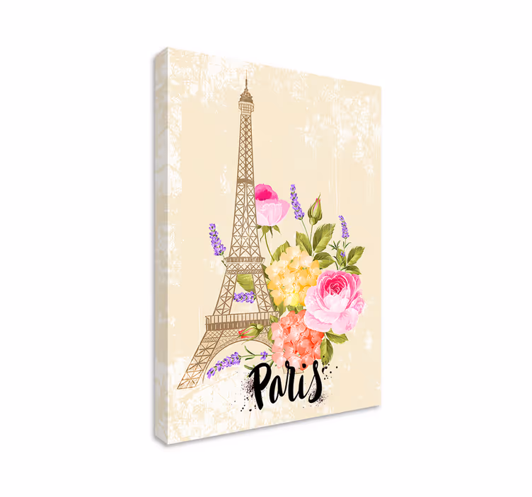 Cuadro ciudades torre eiffel en flores - TenVinilo