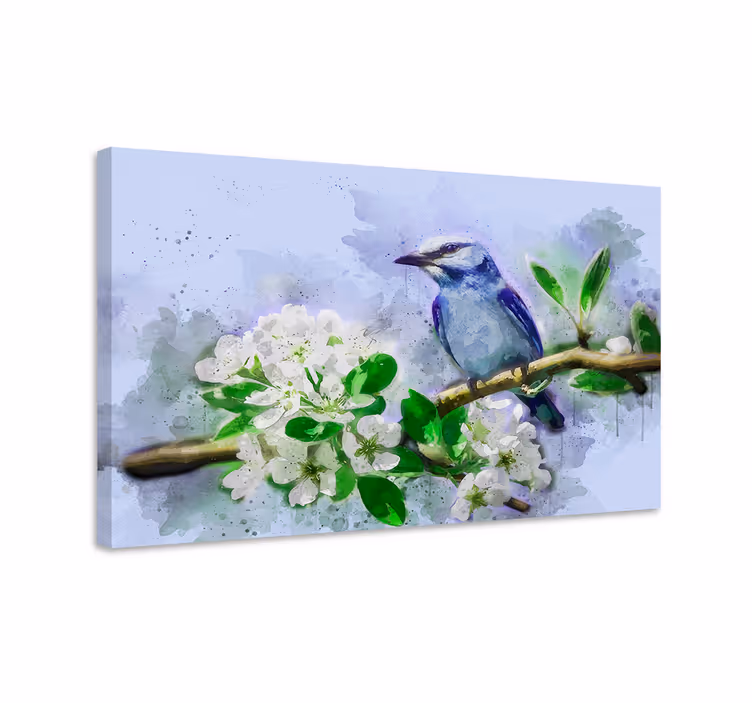 Cuadro aves pájaro en floración - TenVinilo