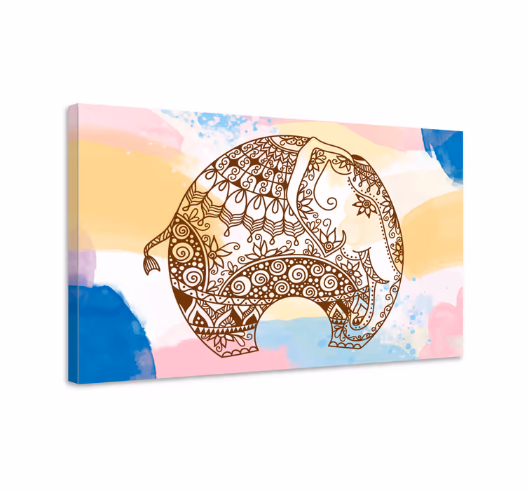 Cuadro elefante Mandala de flores multicolores elefantes - TenVinilo