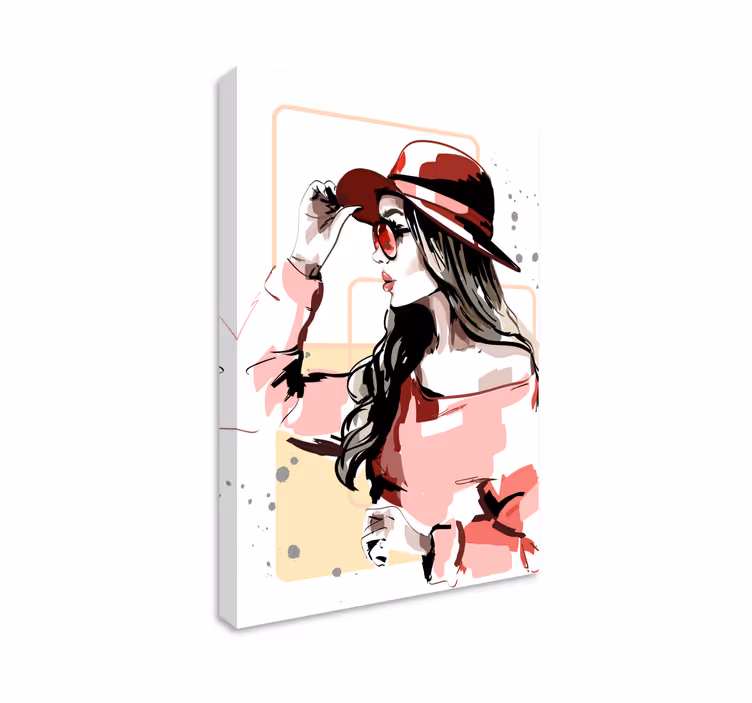 Cuadro para salón Mujer elegante con sombrero cuadro - TenVinilo