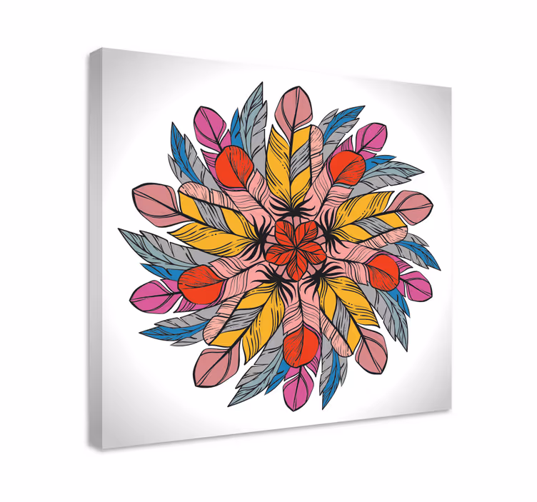 Cuadro mandala étnica de plumas - TenVinilo