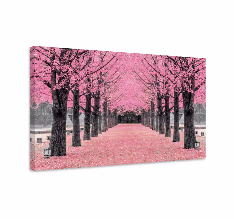 Cuadro para pasillo Bosque de arboles rosados - TenVinilo