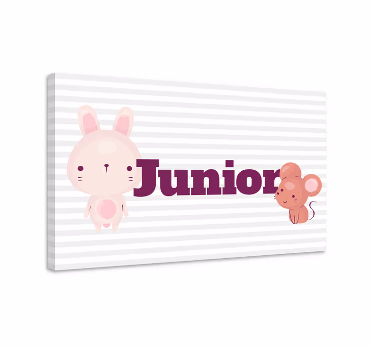 Cuadro para bebés conejito y ratón con nombre - TenVinilo
