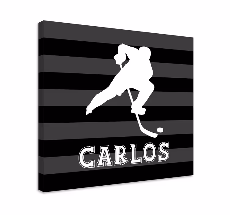 Cuadro deporte jugador de hockey con nombre - TenVinilo