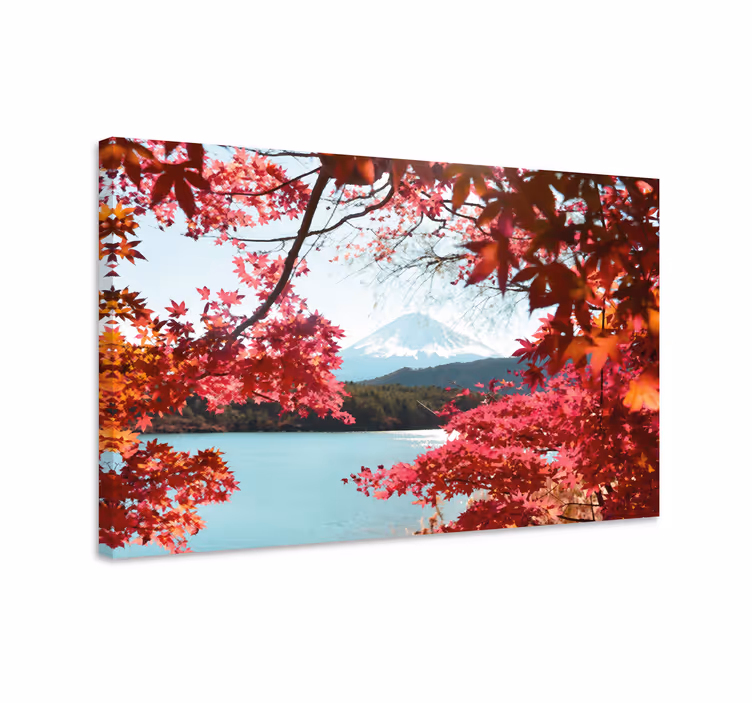 Cuadro paisajes Hojas rojas en el bosque - TenVinilo