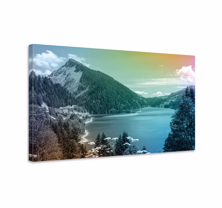 Cuadro paisajes vista del lago montañoso - TenVinilo