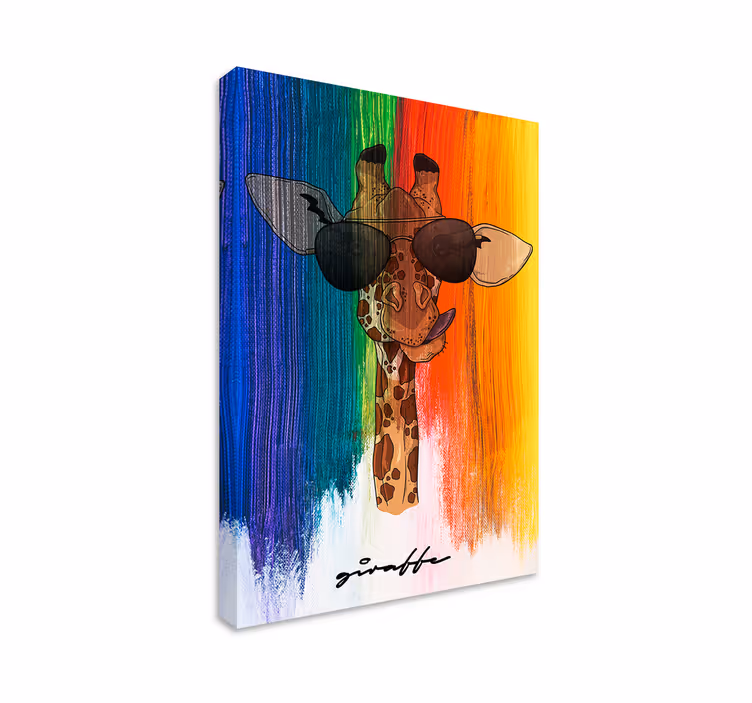 Cuadro caballos jirafa con gafas de sol - TenVinilo