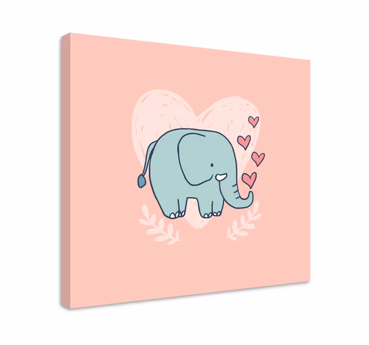 Pintura habitación bebé Lindo elefante soplando corazones de hoci - TenVinilo